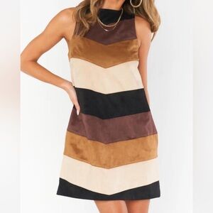Faux Suede Chevron Mini Dress